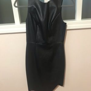 Leather Bodycon Asymmetrical Mini Dress